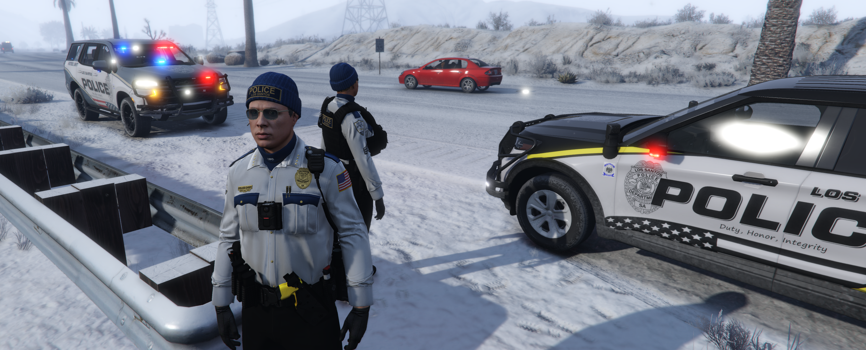 LSPD Handling traffic at a major pile up on SB US-13 near Union Road.